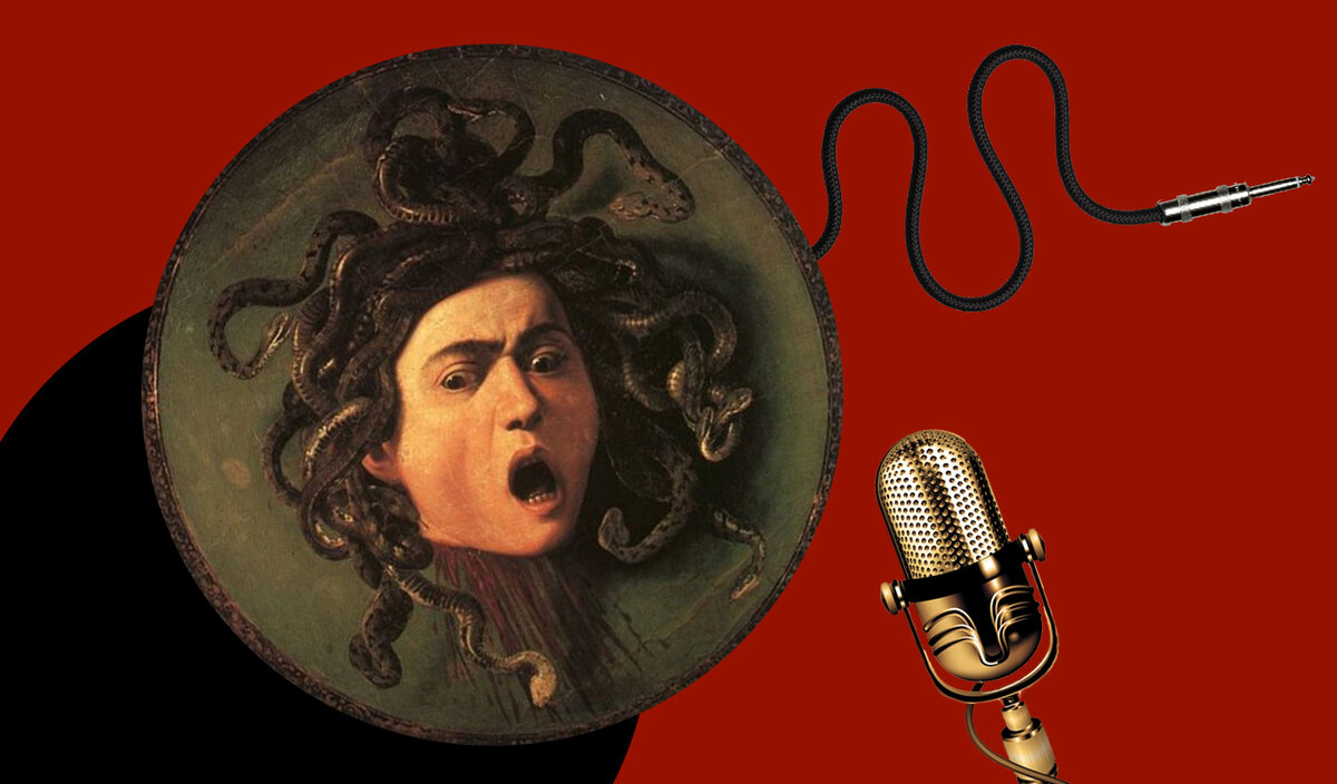 Сердце коллажа — картина итальянского художника Караваджо «Медуза»