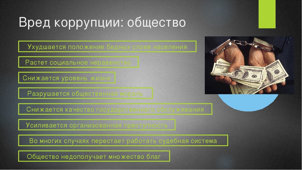 Общественный вред это. Вред коррупции для общества. Влияние коррупции на общество. Примеры коррупции. Ущерб от коррупции.