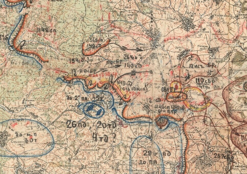 Линия фронта к 22 августа 1942 г.