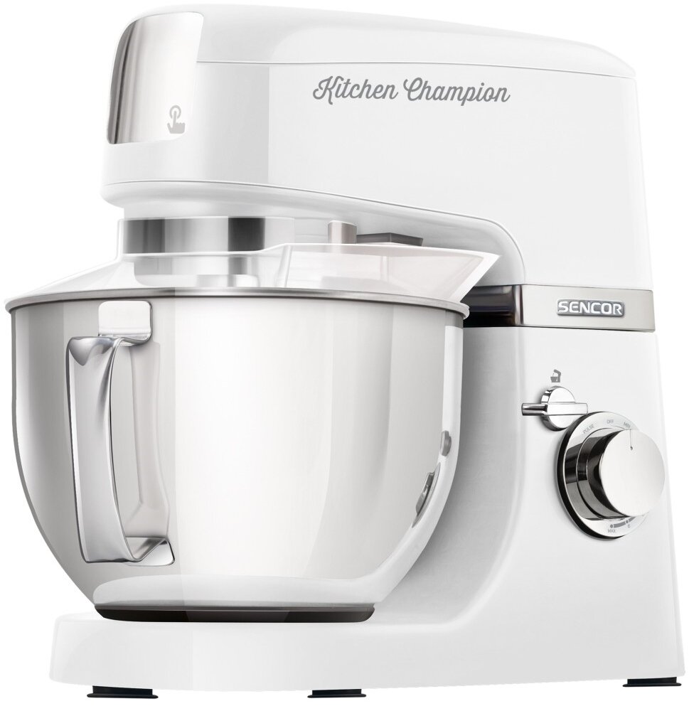 Преимущества: 3 выходных вала, металлические элементы редуктора, функция мясорубки и блендера (стеклянная чаша), 8 скоростей, 3 решетки для фарша, 2 лопатки для перемешивания, насадки для колбас и кеббе, форма для печенья, 6 цветовых исполнений.