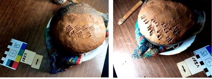     Фото: Е.В.Волкова/КСИА, вып.263 Результаты выполнения образа ромба в шахматном мотиве участком эксперимента-правшой. Слева - правой рукой, справа - левой.