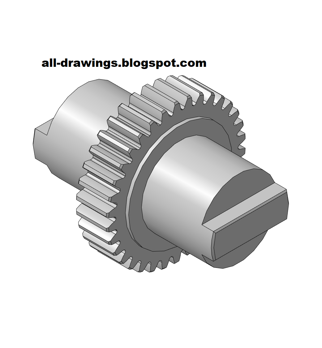 3D модель и чертеж шестерни для прокатных вальцов