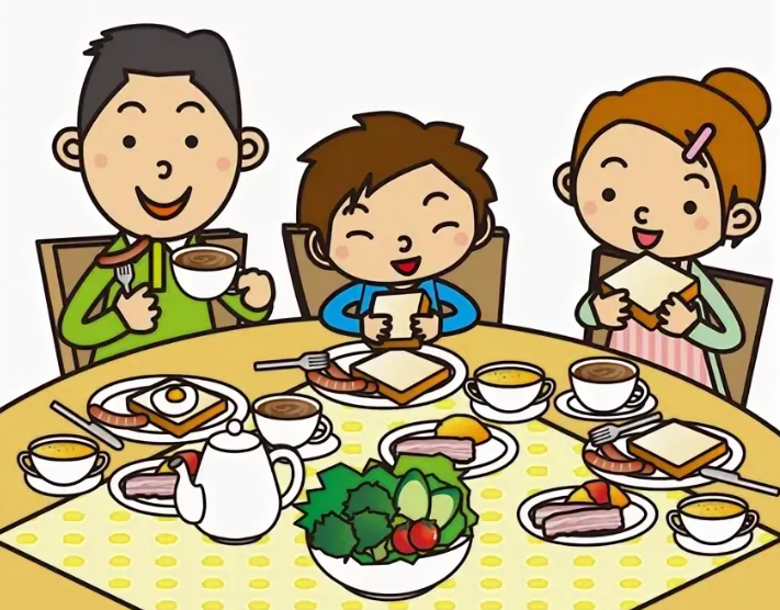 Режим ужин. Ужин рисунок для детей. Детский рисунок семейный ужин. Семейный завтрак рисунок. Веселая семья за столом рисунки.