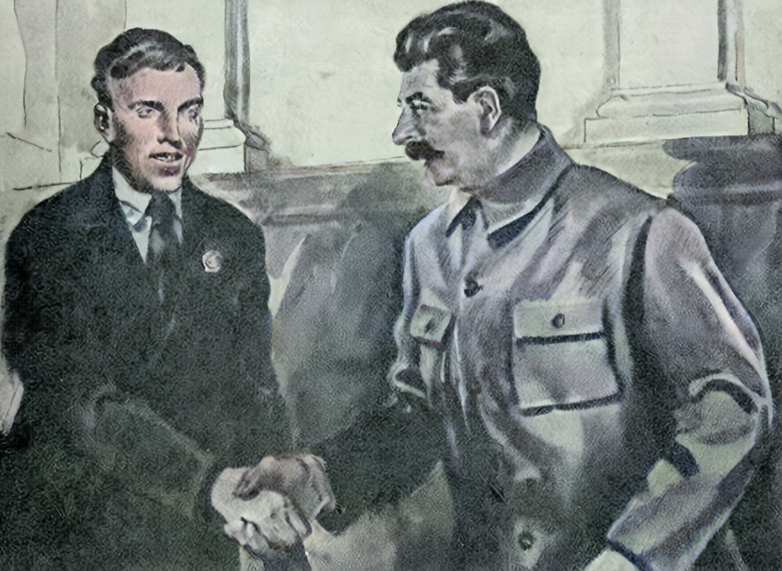 Родоначальник движения и сами знаете кто, агитационный плакат 30-х годов.