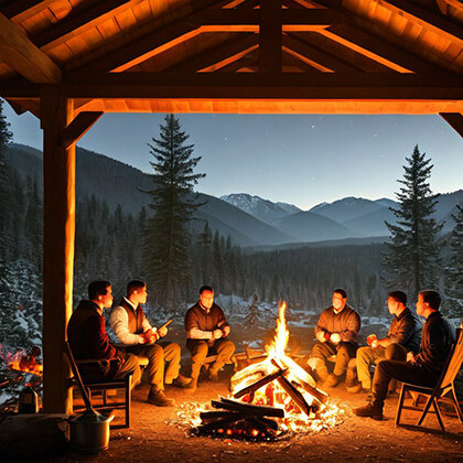 Иллюстрация к композиции "Ели мясо мужики" группы "Король и Шут". Изображение сгенерировано нейросетью.