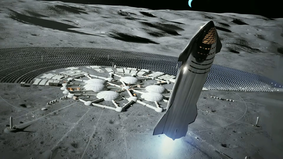 "Moon Base Alpha"- представление SpaceX о лунной базе в 2019 году.