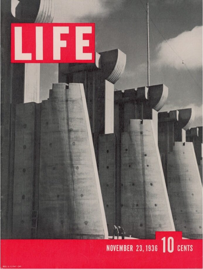 Первая обложка журнала  LIFE, опубликованная 23 ноября 1936 года. Плотина Пек в Монтане. (Фото Маргарет Бурк-Уайт/The LIFE Picture Collection © Meredith Corporation)