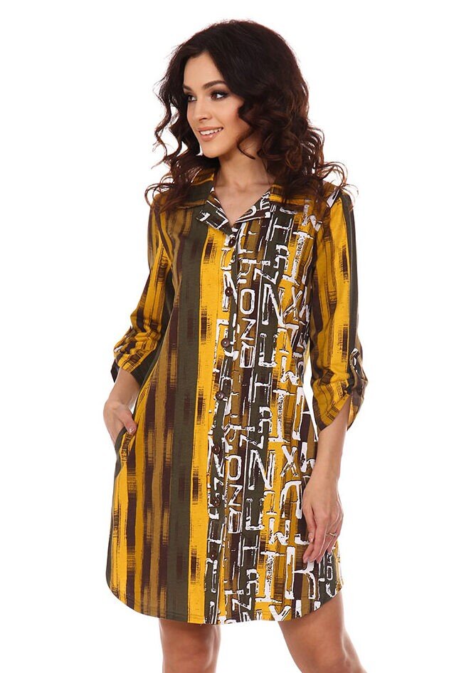 ПЛАТЬЕ -РУБАШКА КАМПАРИ (Горчичный).
