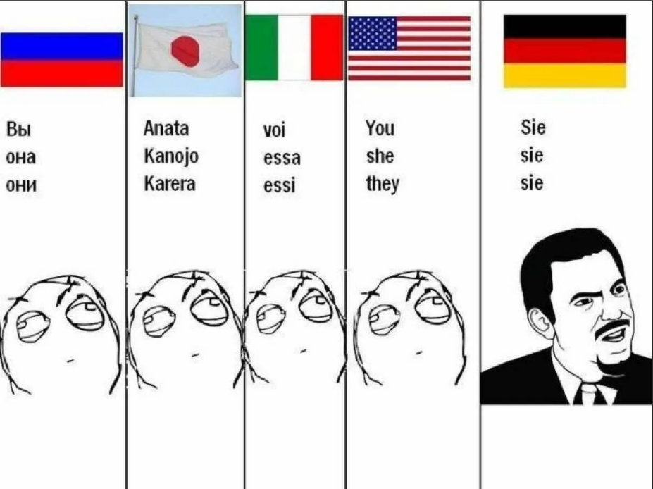 Как будет на английском и немецком языке - ВЫ, ОНА, ОНИ
