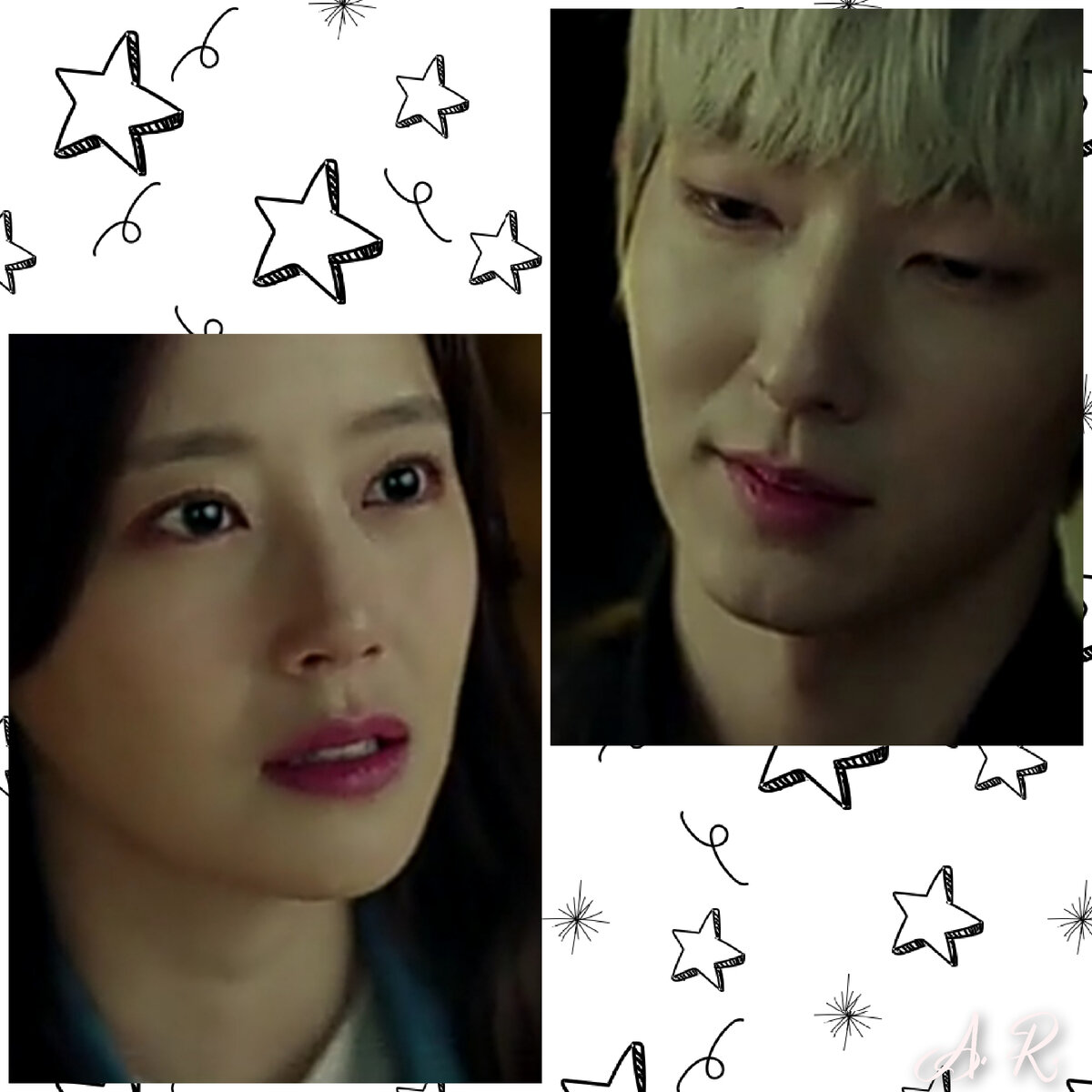 Герои дорамы в момент знакомства... Скрин автора