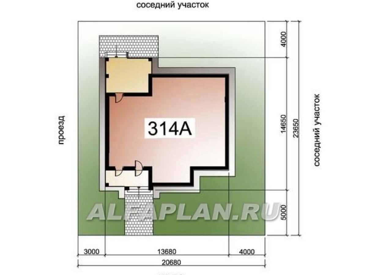Минимальный размер участка для размещения дома по проекту "Жасмин" 314В