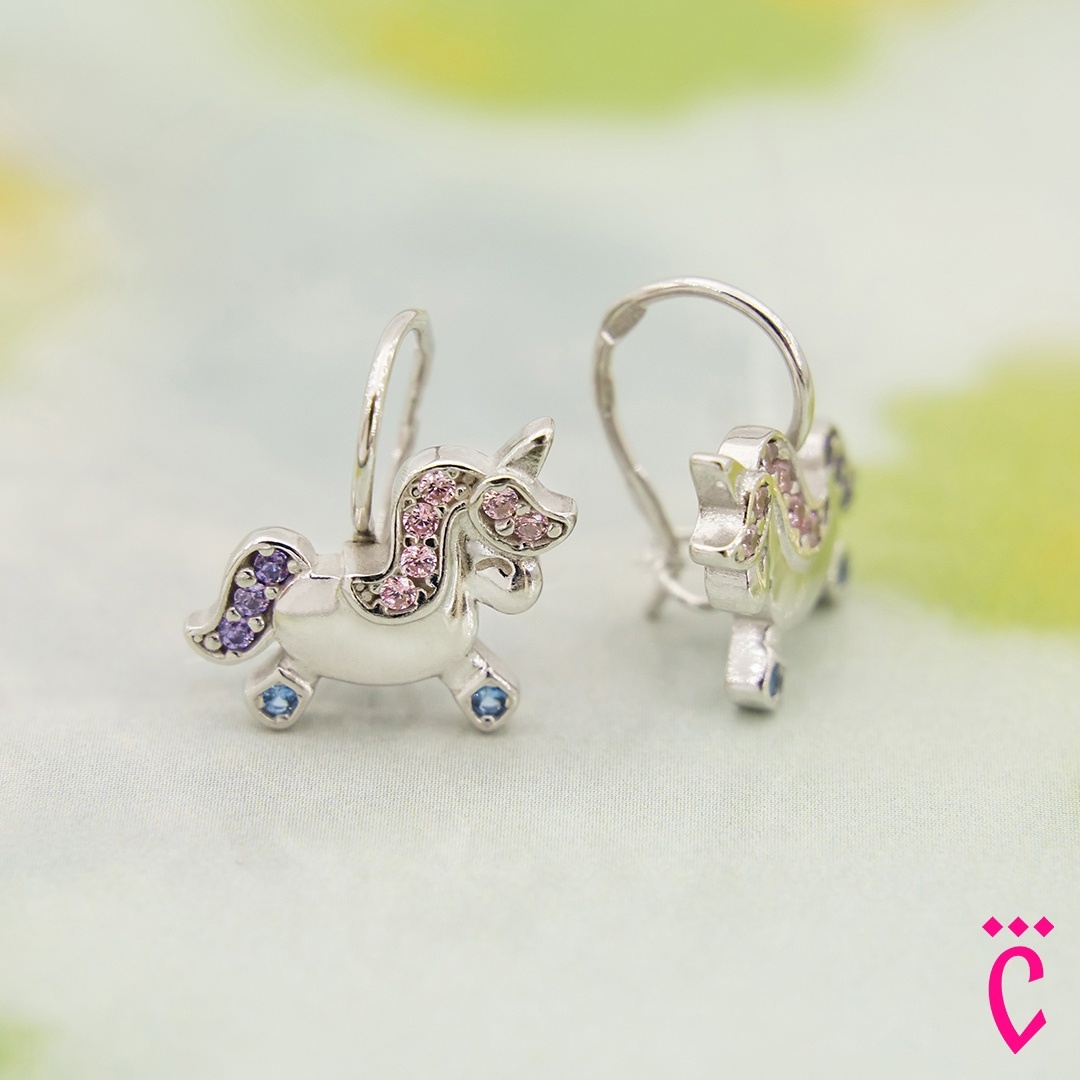 Серебряные детские серьги с фианитом (арт. 48657БВД)