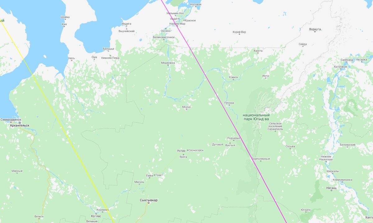  Карта видимости затмения 11 апреля 2051 года из России, на основе карт Google и сайта eclipsewise