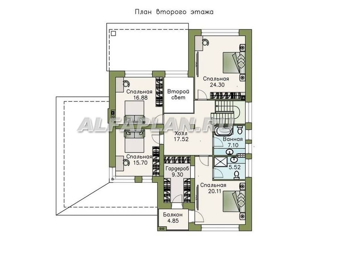 Проект двухэтажного дома для большой семьи - «Родос» 571А - 302м2, 4(5)  спален | Популярные проекты домов Альфаплан | Дзен