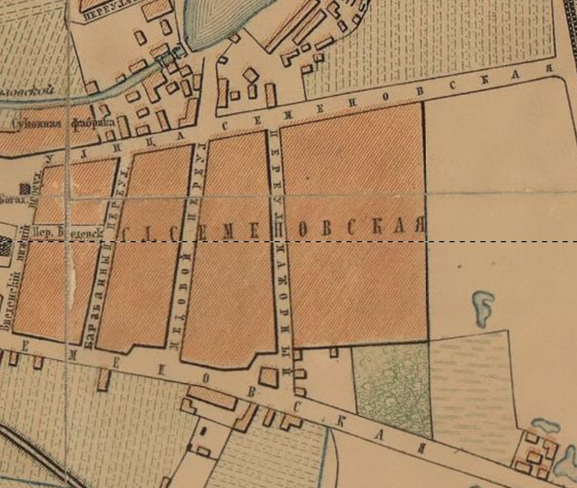 На плане города 1865 года можно видеть Мажорный переулок. С сайта www.retromap.ru.