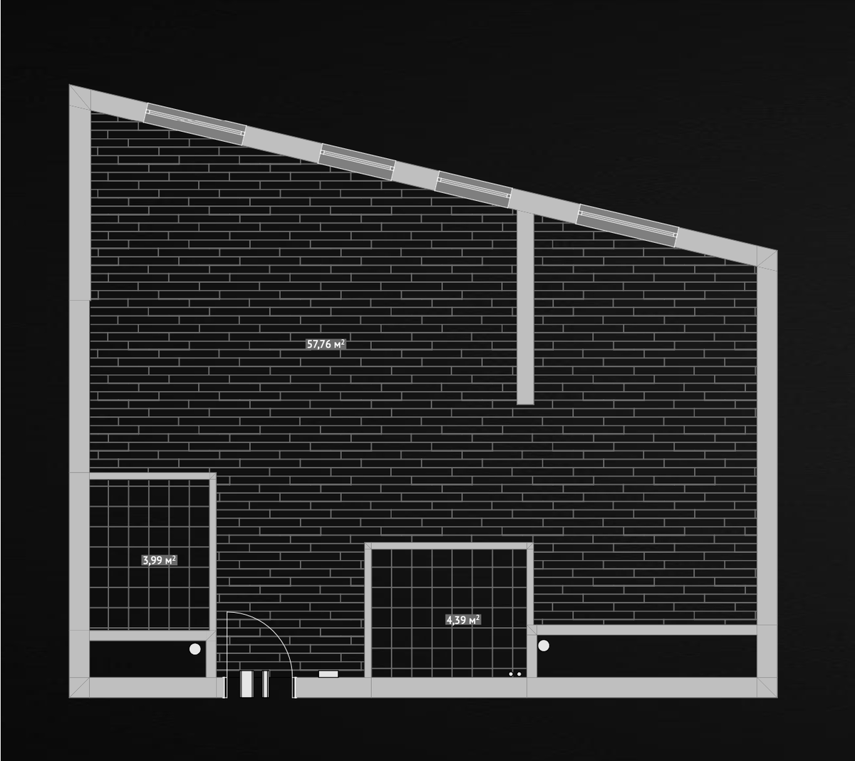 Исходная планировка евро-двухкомнатной квартиры в ЖК "Крылья"