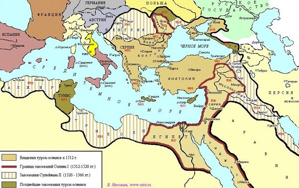 Карта Османской империи в 16-м веке. Источник: wikimedia.org