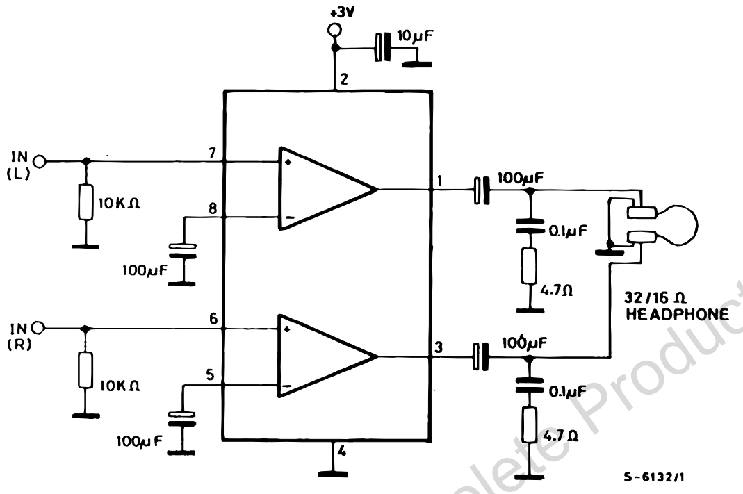 TDA2822 схема подключения для наушников.