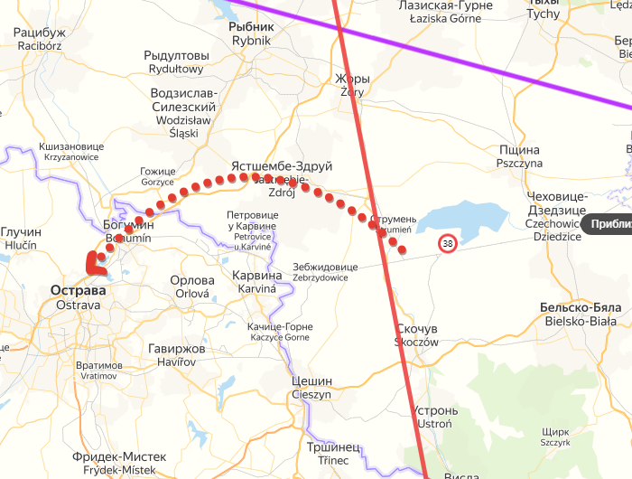 Новая силовая схема операции: удар через Ястшембе-Здруй. Создано на основе Яндекс-Карт