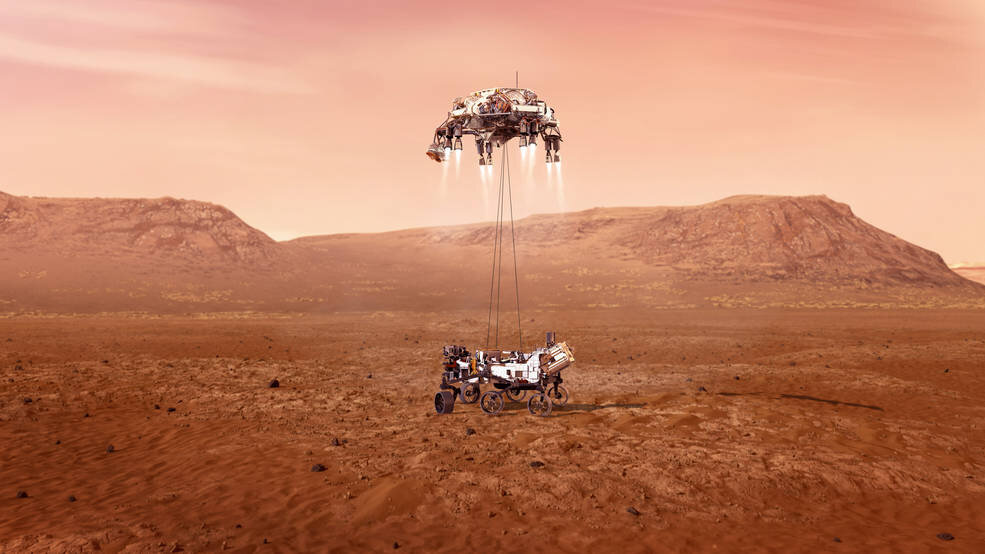 Иллюстрация: Посадка марсохода Perseverance. NASA/JPL-Caltech