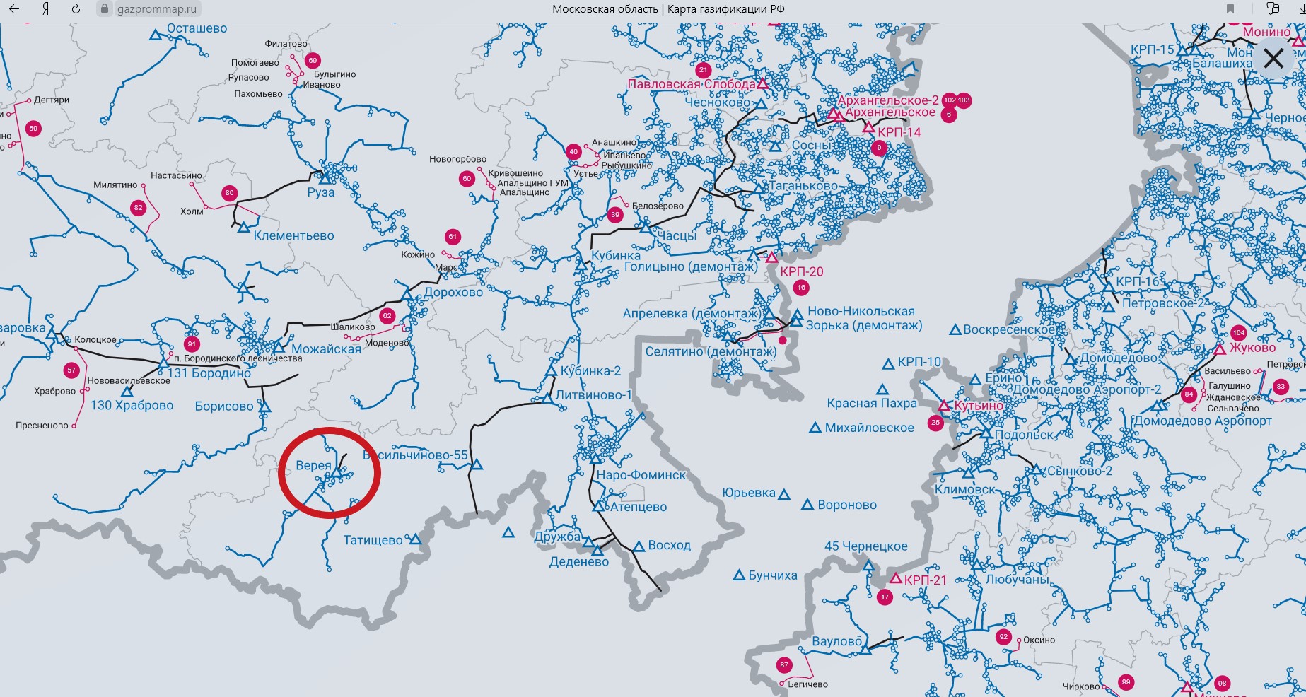 Интерактивная карта газификации московской области мособлгаз