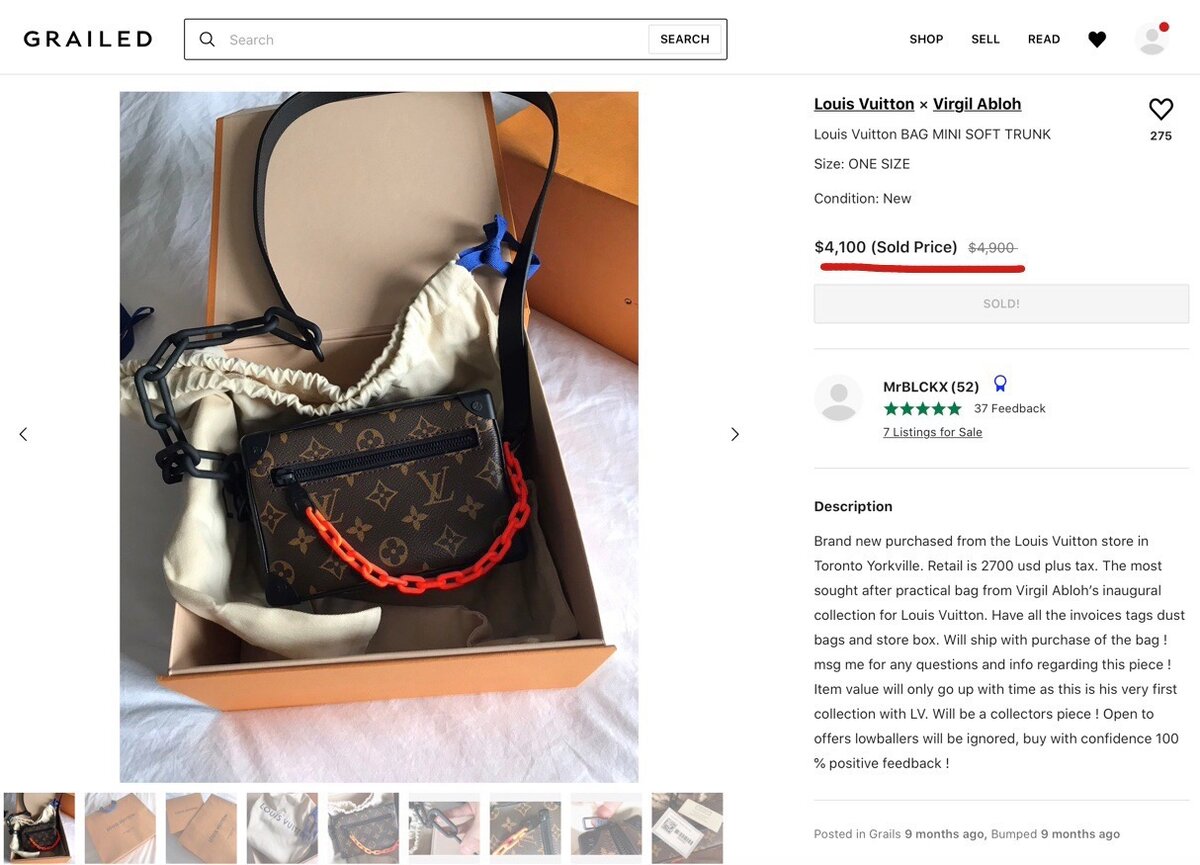 Продана за 4.100$ на Grailed.com
