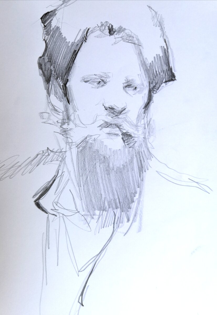 Рисунок-копия с портрета художника И. Е. Репина