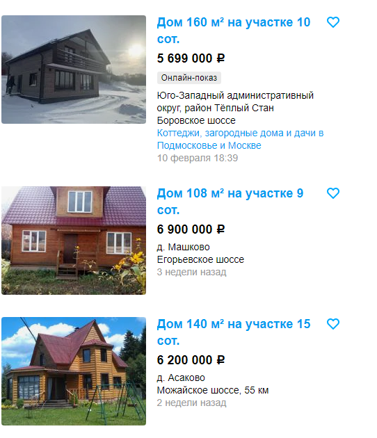 Объявления о продаже б/у домов на просторах Интернета