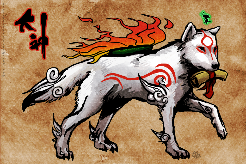 оками волк аматерасу игра. Okami волк. Okami лис. Okami демон. Okami волк.
