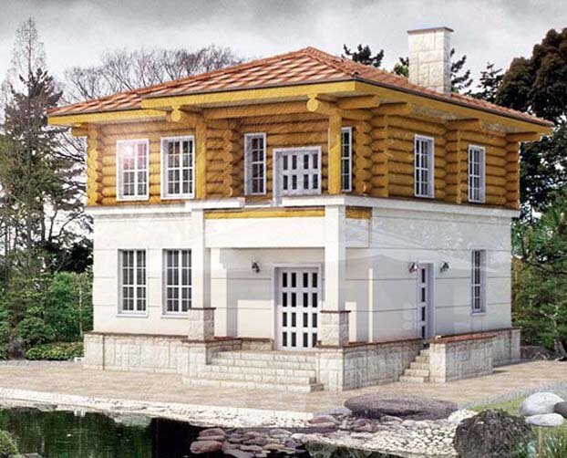 Комбинированный дом - прочный низ из камня и тёплый верх из брёвен - практично и комфортно!