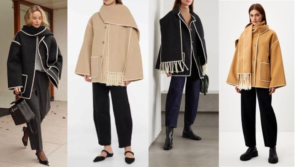 Первые три картинки - Toteme. Последняя - Sela. Даже стайлинг скопирован, на модели точно такие же брючки.