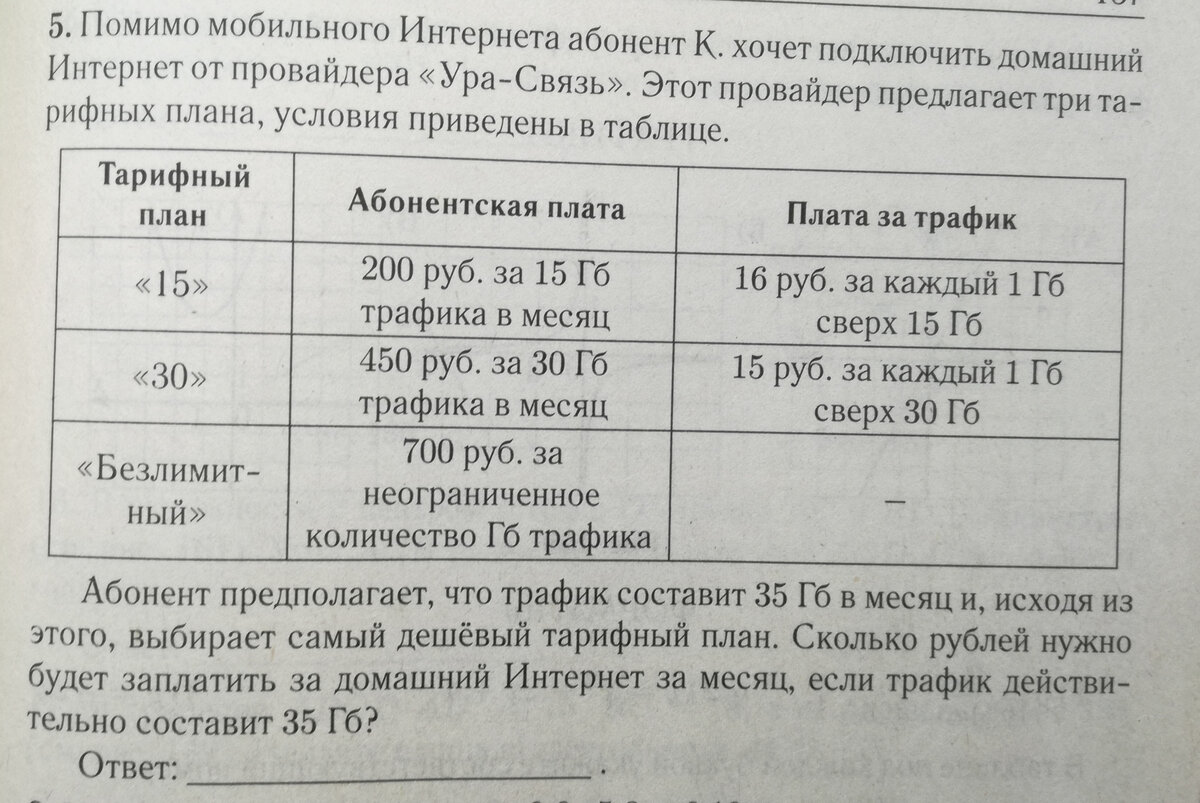 ОГЭ по математике. Задача про интернет, исходящие минуты и тарифный план |  Битва за ЕГЭ | Дзен