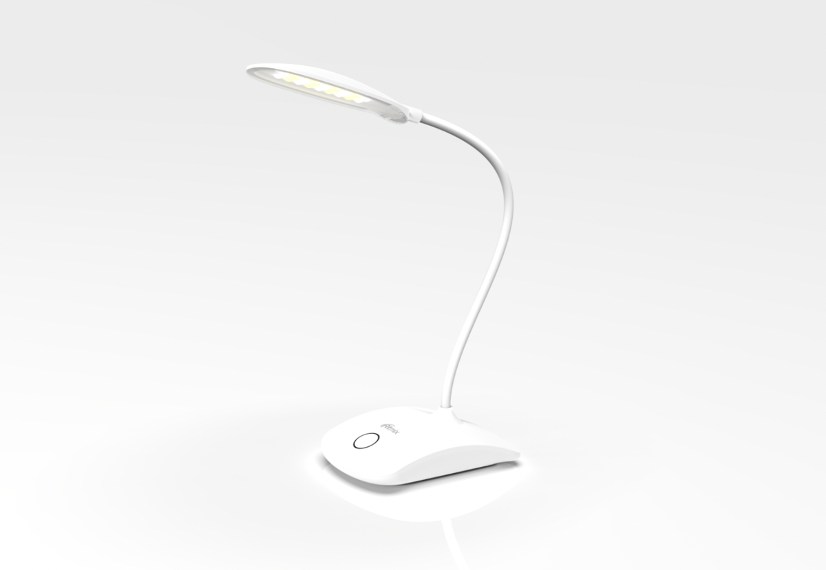 Лампа настольная Ritmix LED-410C , светодиодная с выбором цвета освещения от тёплого белого до холодного белого света, с плавной регулировкой яркости, удобной сенсорной кнопкой, на «гибкой ноге» с изменяемым углом наклона и поворота светильника.