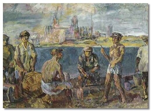 Лентулов. Строители комбината. 1931.