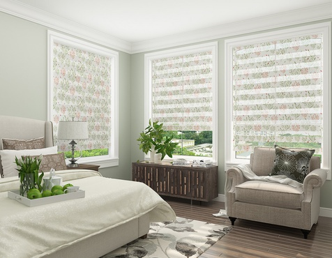 Рулонные шторы для спальни с рисунком