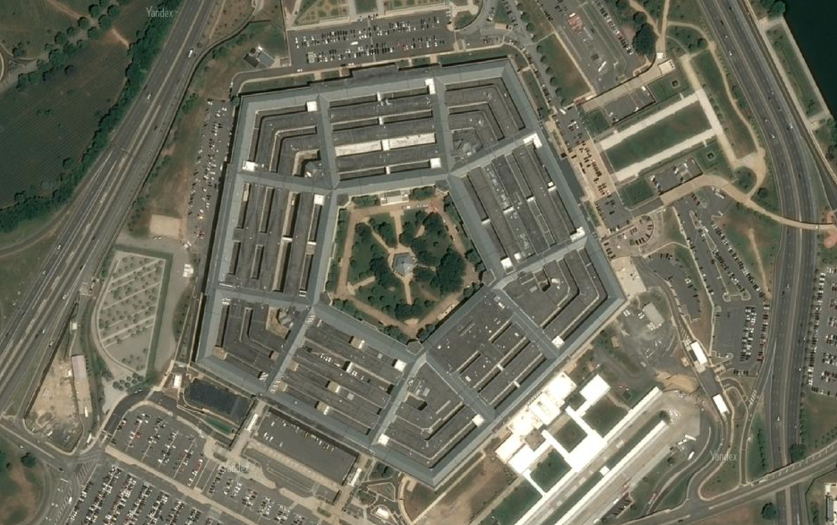 Здание Пентагона в Вашингтоне, США. Скриншот с Яндекс.Карт