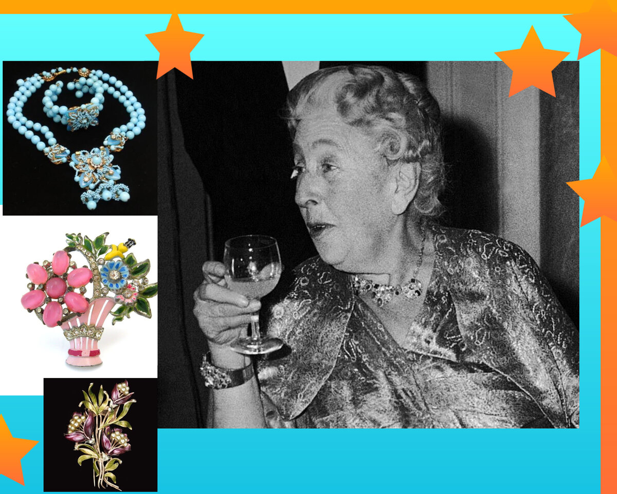 королева детектива любила украшения- броши и колье тех же брендов, что носила Агата Кристи (фотоколлаж автора)