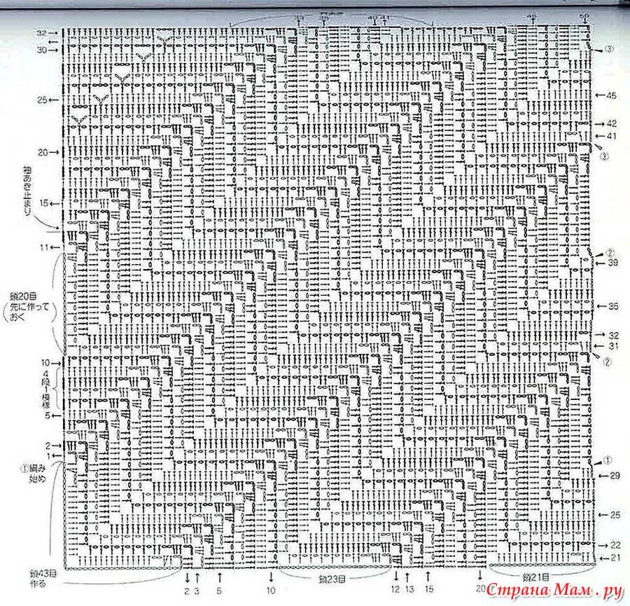 Вязание крючком по диагонали схемы и описание