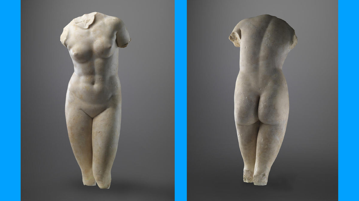 Копия Афродиты Книдской, Рим, I век. Мрамор, 126 см. Женевский музей искусства и истории