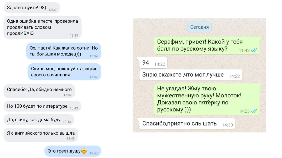 Скрин моей переписки с Анастасией и Серафимом