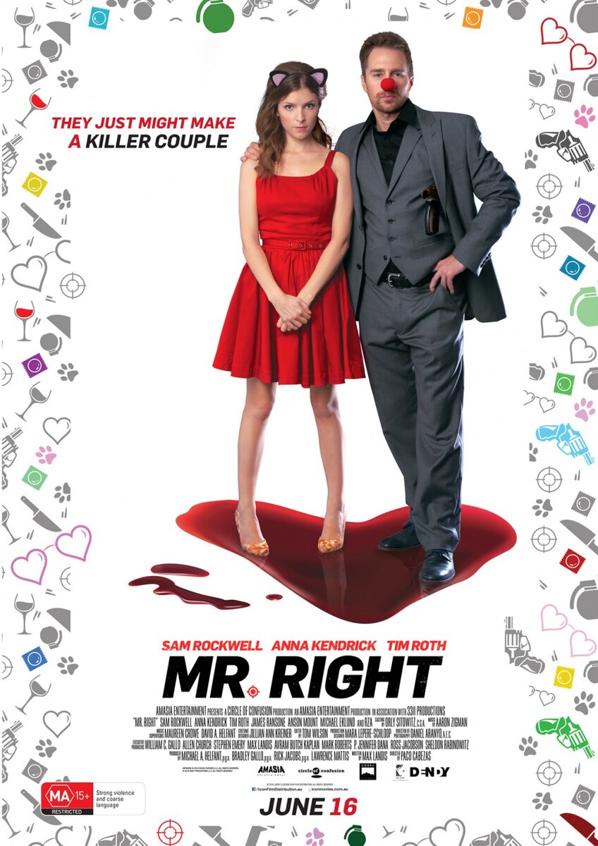Постер к фильму «Мой парень – киллер (Mr. Right)» 2015 года