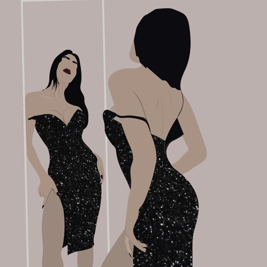 Смотрите на себя в зеркало и делайте комплименты. Рисунок из открытых источников.