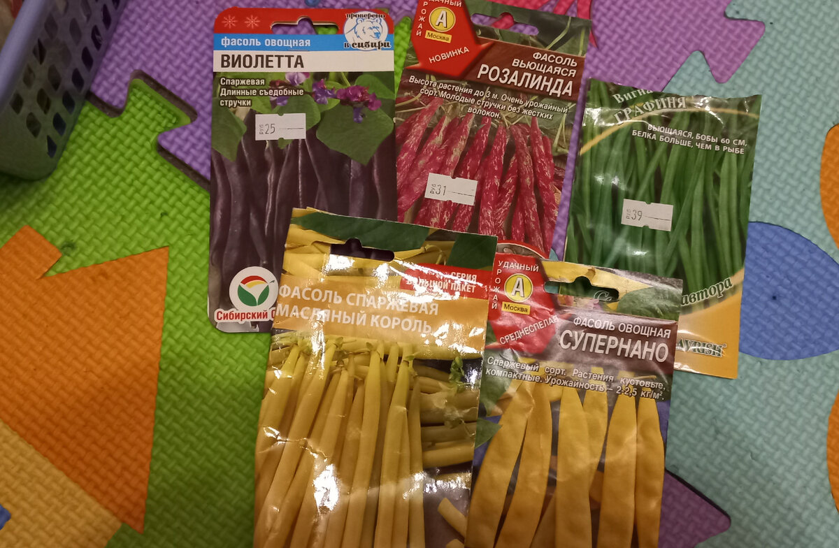 Фасолька и Вигна. Сажала в прошлом году "Масляный король", "Супернано" и вигну. Остальные - новые, соблазнилась на цвет стручков. Люблю когда и но огороде красиво и разноцветно)