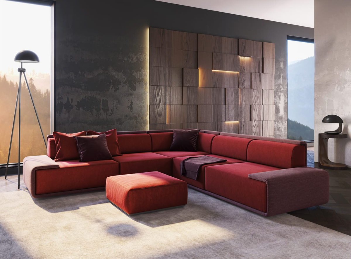 Пятимодульный угловой диван BRADLEY 29 и пуф