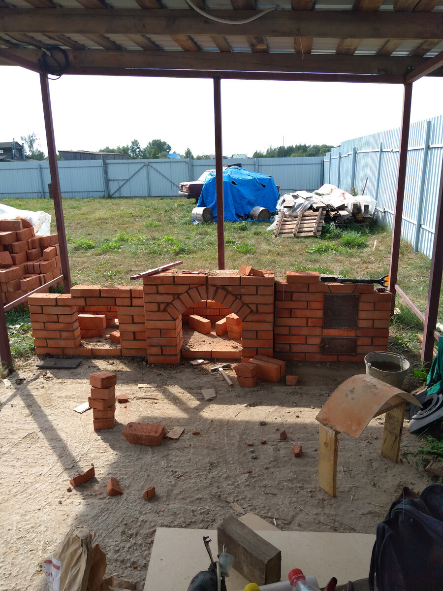 Закрытая беседка с мангалом своими руками