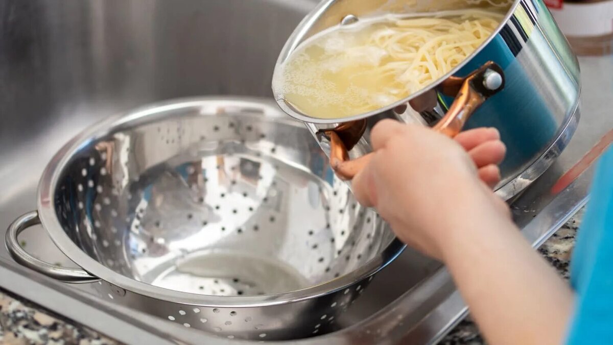 Drain- пропусти через дуршлаг воду