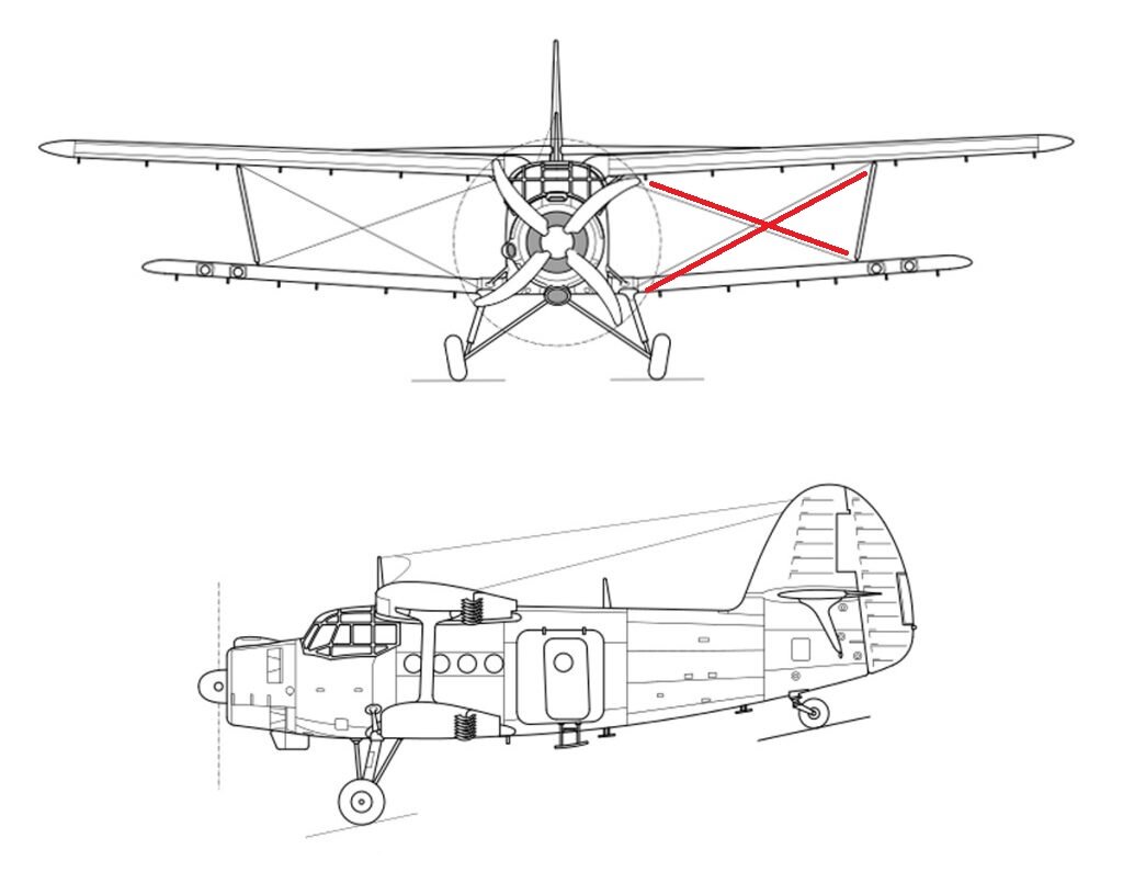 Я вот расчалки подсветил красным