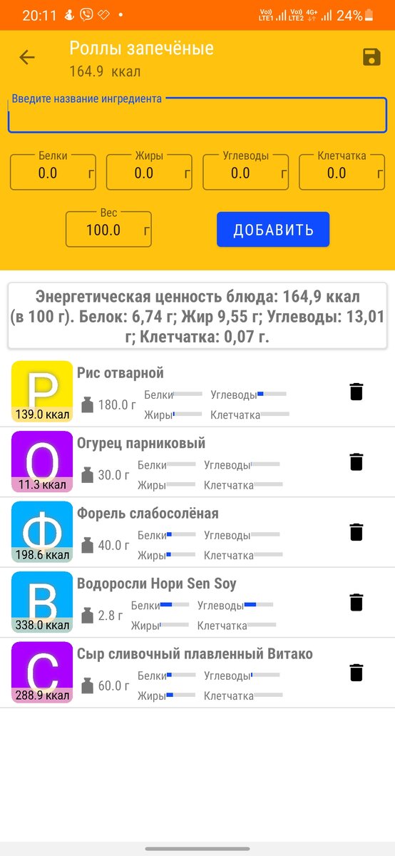 Роллы без "шапки" имеют калорийность 165 ккал