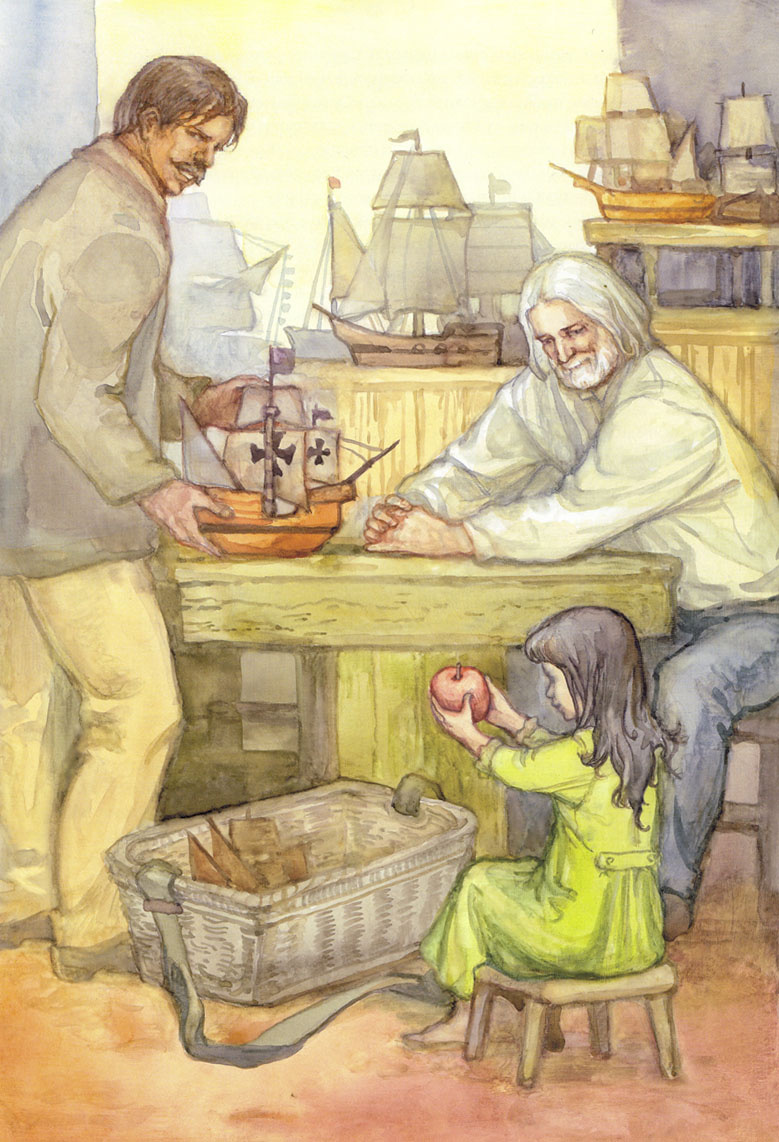 Источник: Иллюстрации к повести А.Грина "Алые паруса". Нонна Алешина (найдено по запросу в Google-картинках)