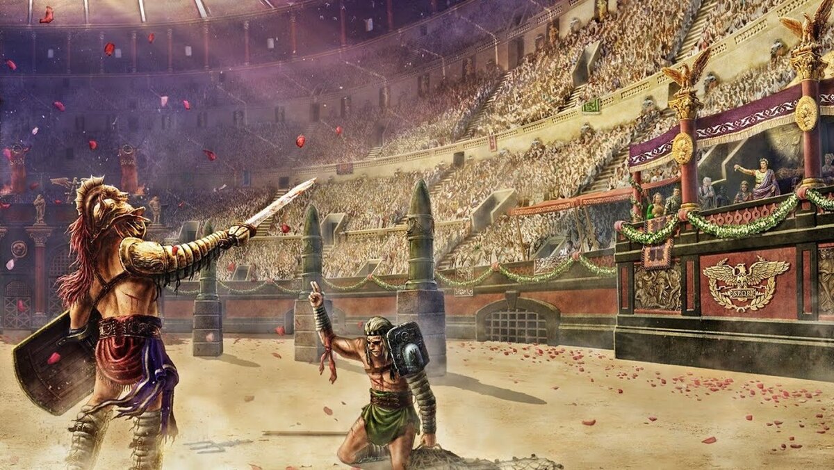 Ave, Caesar, morituri te salutant(«Славься, Цезарь, идущие на смерть приветствуют тебя»)